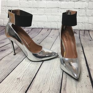 Dollhouse Platinum Pointed Toe Ankle Strap Pump